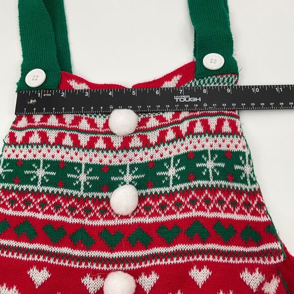 Ugly Christmas Sweater Knit Romper Overalls Shorts Suspenders Holiday S Festive - Picture 7 of 12